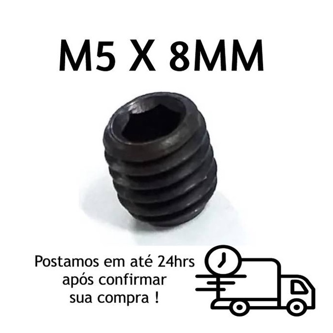 Parafuso Allen Sem Cabeça M5 X 8mm Oxidado Preto