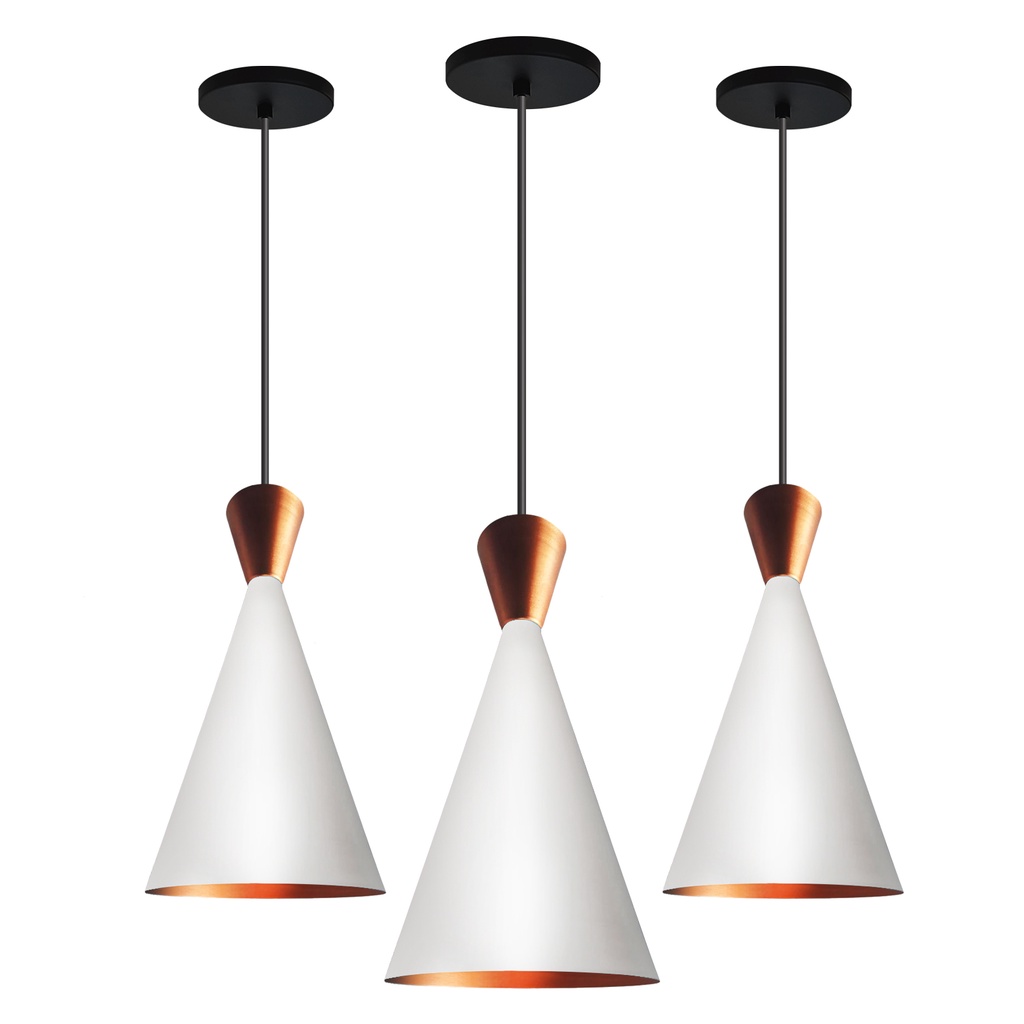 KIT 2 LUSTRES PENDENTES TOM DIXON NEW CITY BRANCO COM COBRE