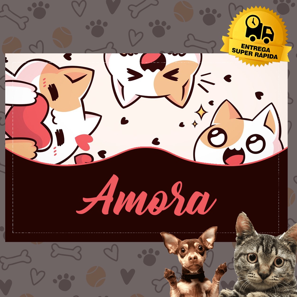 Tapetinho Pet Jogo americano - Tapete para comedouro para gato e cachorro - Porta comedouro com nome em Oferta na Shopee