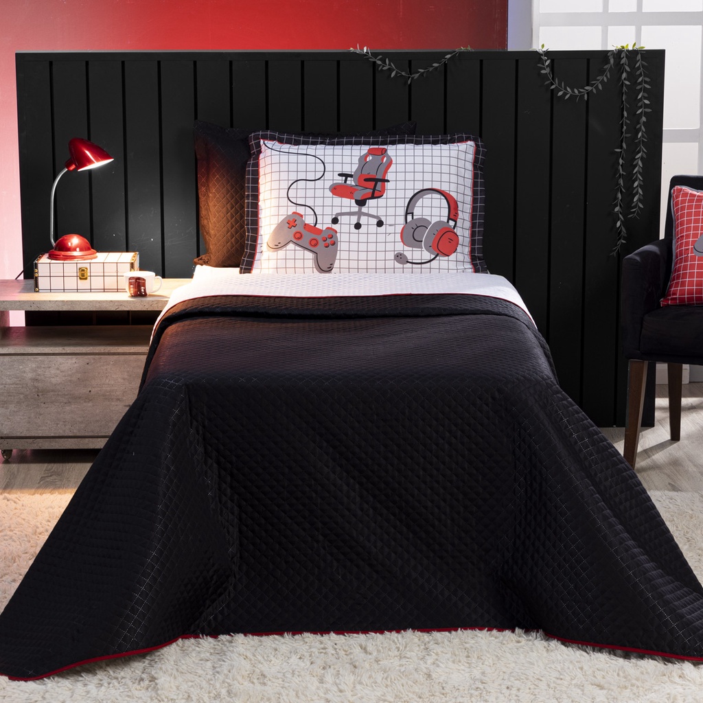 Kit Cama Colcha Cobre Leito SOLTEIRO 03 Peças Dupla Face Infantil Juvenil com Fronha Estampada