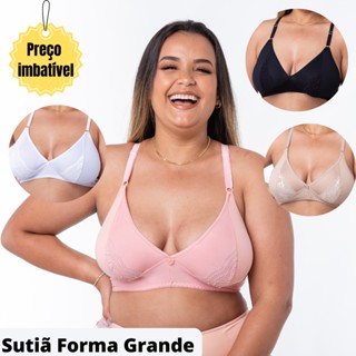 Kit com 4 Sutiãs Forma Grande Sem Bojo Com Renda Conforto Dia a Dia Alça Comum Sustentação