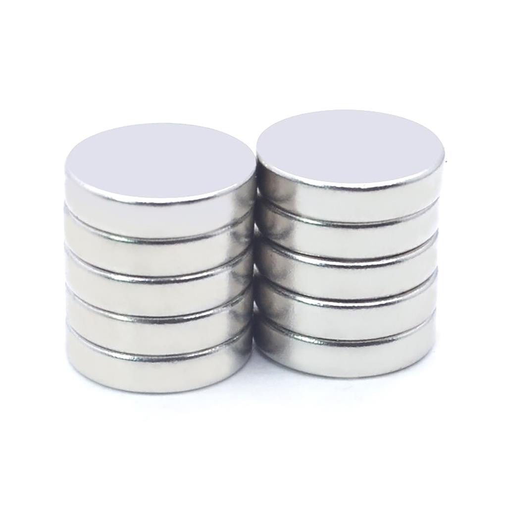 10 Dischi Magnetici Al Neodimio N45 - 6x2 Mm - Potenza 700g - Rivestimento Nichel - Temperatura Max 80°C - 2