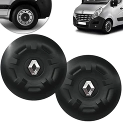 Par Calota Centro Roda Nova Renault Master Com Emblema Cromado 2014 2015 2016 2017 2018 2019 2020 2021