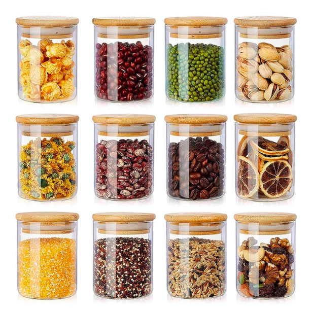 Potes De Mantimentos Redondo 200ml Hermético Com Tampa Bambu em Oferta na Shopee