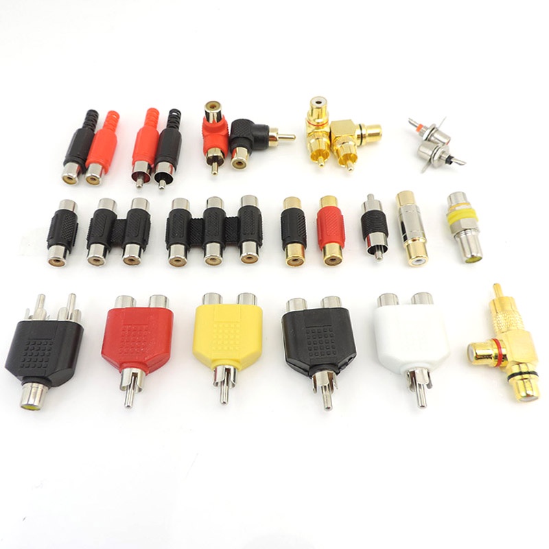 2pcs RCA Macho Fêmea A 2rca 3rca Adaptador De Conector Splitter AV Vídeo Áudio T Plug 2 Anjo Direito De 3 Vias a1 BRA1