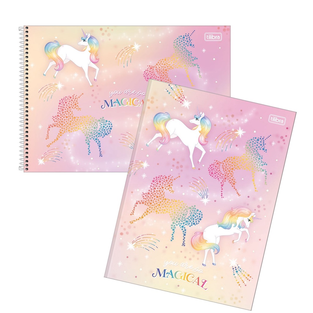 Kit Caderno Brochura Blink Unicornio 80 Fls Tilibra Caderno De Desenho Cartografia 80fls Capa 1808