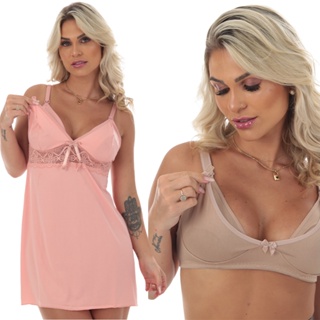 Kit Camisola e Sutiã Amamentação Abre Fácil Para Amamentar Gestante Pós Parto Mamãe Gravida Saída Maternidade em Oferta na Shopee