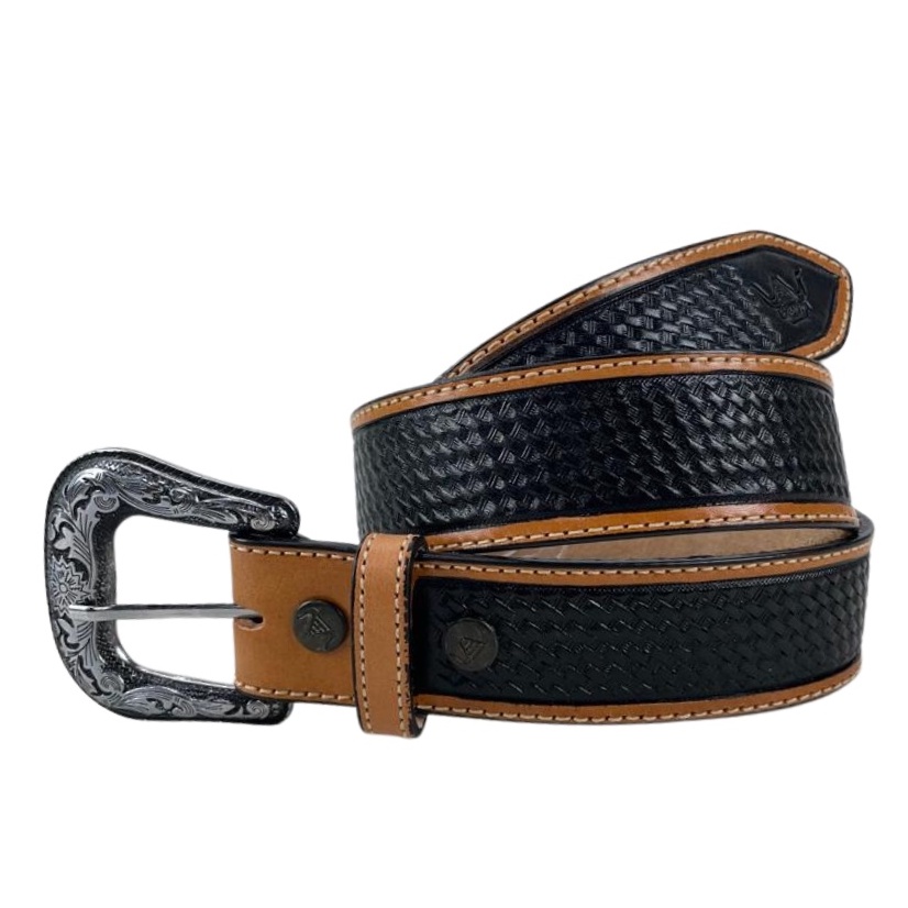 Cinto Masculino Pyramid Country Preto Couro 100% Legítimo Estampado Forma Balaio Para Cowboy em Oferta na Shopee