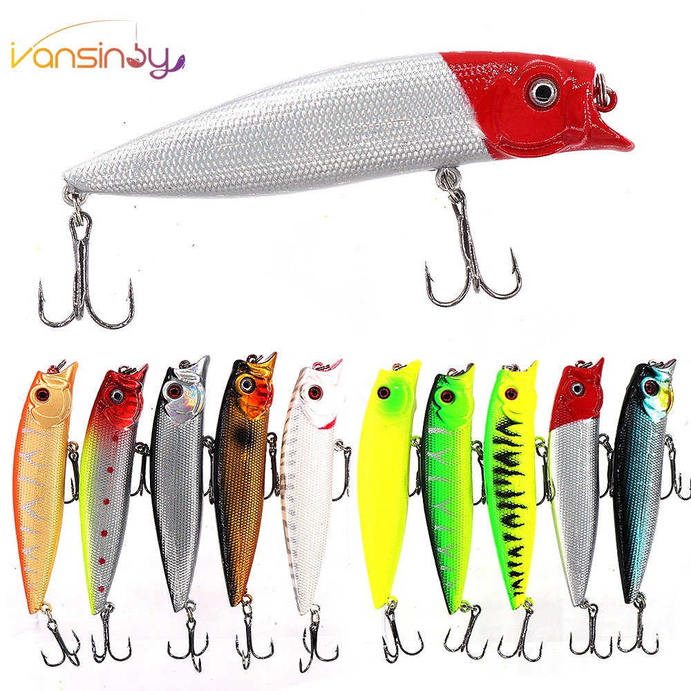 Isca De Pesca 9,5cm/12g Dura Popper Com Anzol Agudos Olhos 3D