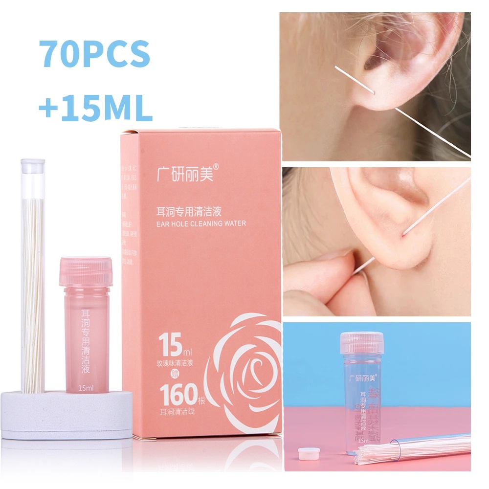 70 Peças De Fio De Algodão De Limpeza De Furo De Orelha Fresco Rose Fragrância Cuidados Com Líquido Descartável Kit De Ferramentas