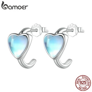 Bamoer 925 Prata Simples Brincos De Pedra Da Lua Sintética Moda Para Mulheres