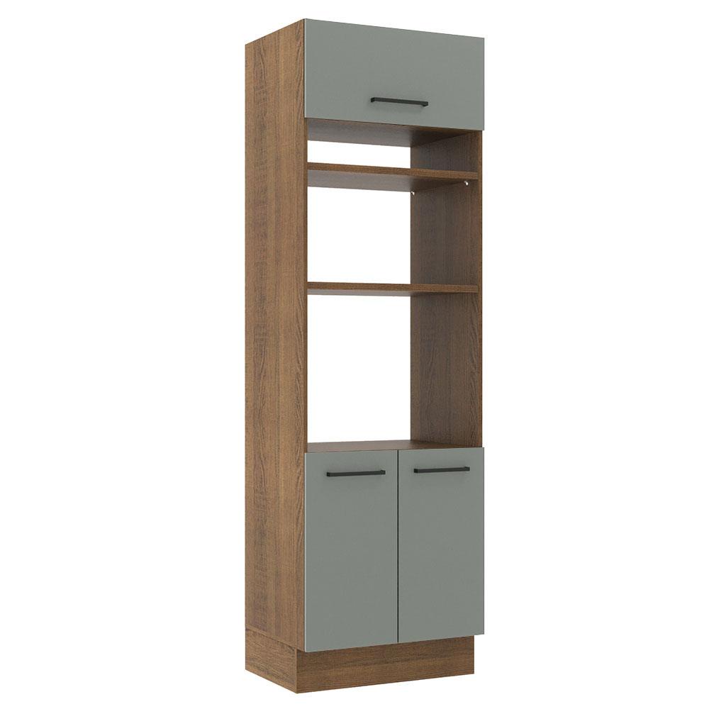 Torre Quente Armário de Cozinha 70 cm 3 Portas Rustic/Cinza Agata Madesa