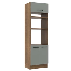 Torre Quente Armário de Cozinha 70 cm 3 Portas Rustic/Cinza Agata Madesa