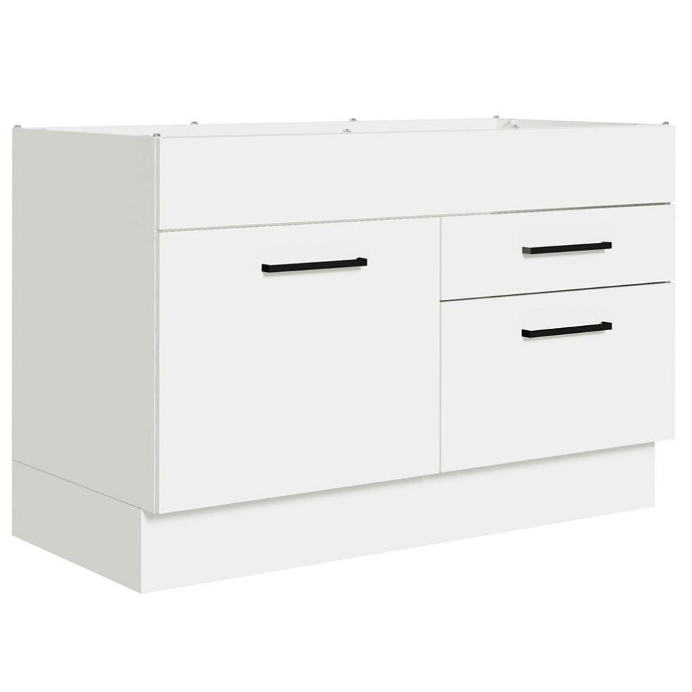 Balcão Gabinete de Pia Cozinha 120 x 60 cm 1 Porta 2 Gavetas Branco (Sem Tampo) Agata Madesa - Home & Living