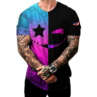 Camiseta Masculina Longfit Preta e Rosa Smile Suicide Squad