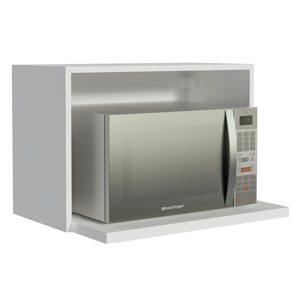 Armário Aéreo Madesa para Glamy, Lux, Reims 60 cm Nicho para Microondas e Forno Elétrico - Branco - Home & Living