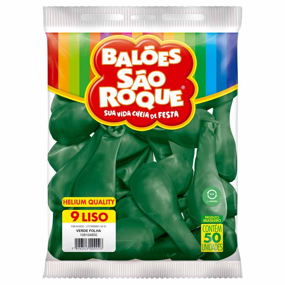 Balão Bexiga N.9 Verde Folha 50 Unidades São Roque