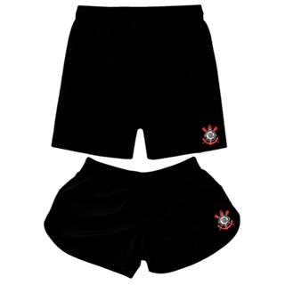 Kit Casal Short Moda Praia Bermudas Combinado Times Futebol