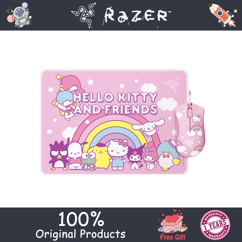 Razer Hello Kitty Gaming Mouse, A Nova Edição Limitada De 2020 Vaquinha Bonito Mouse E Mouse Pad Set, 8500dpi Com Fio