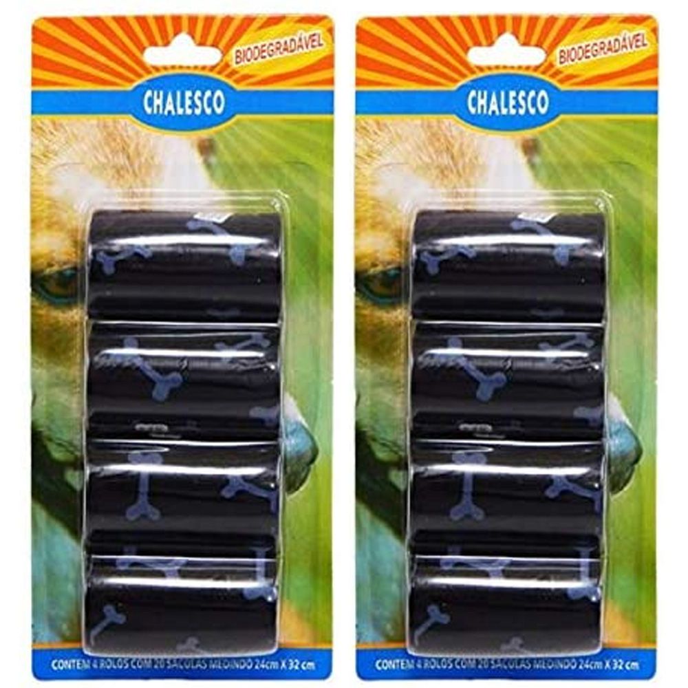 2 Cartelas de Refil de Saquinhos Sacola Cata caca Chalesco - Sacolas Biodegradáveis pega fezes - Preto