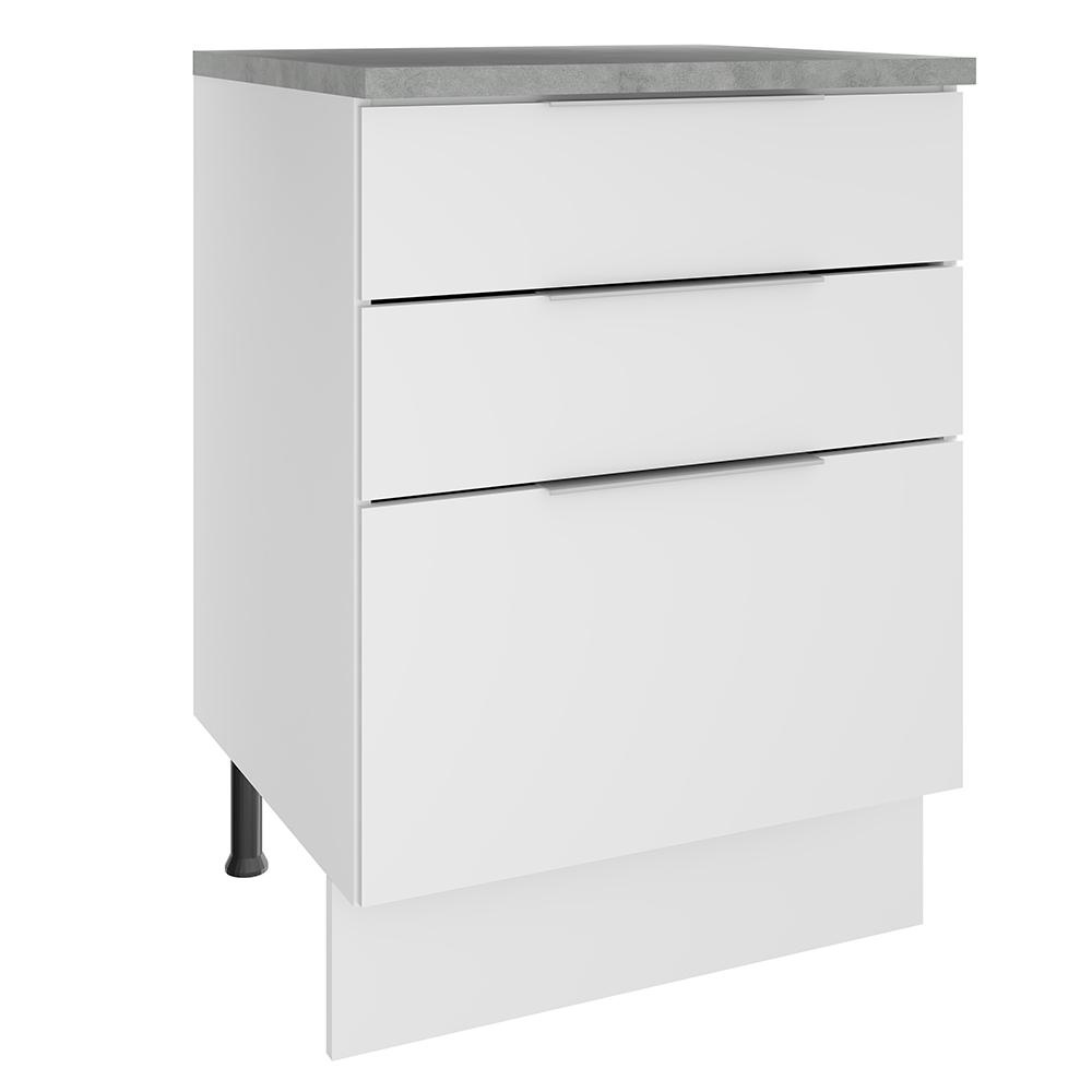 Balcão Madesa Stella 60 cm 3 Gavetas - Branco - Home & Living