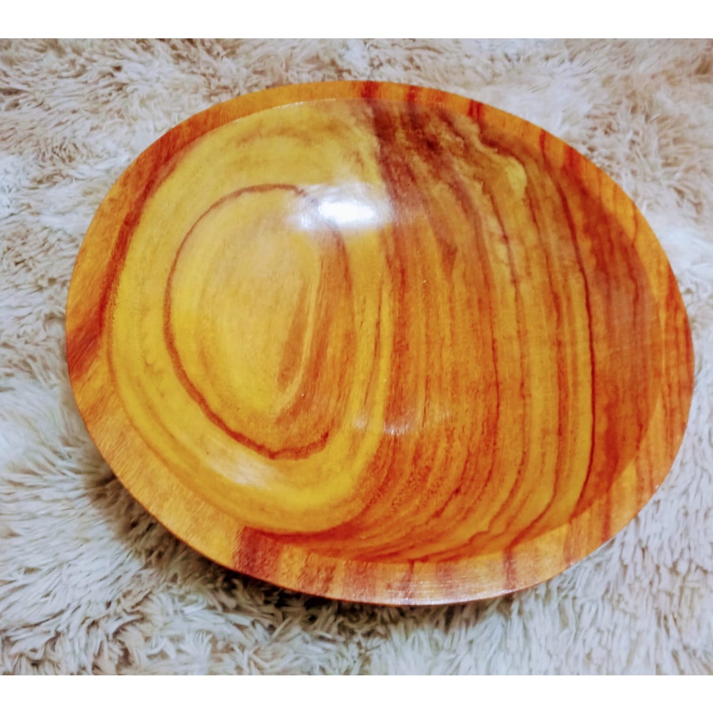 Kit 4 Gamelas Rusticas em Madeira Redonda Oval e Folha Decoraçao Fruteira PEtisqueira