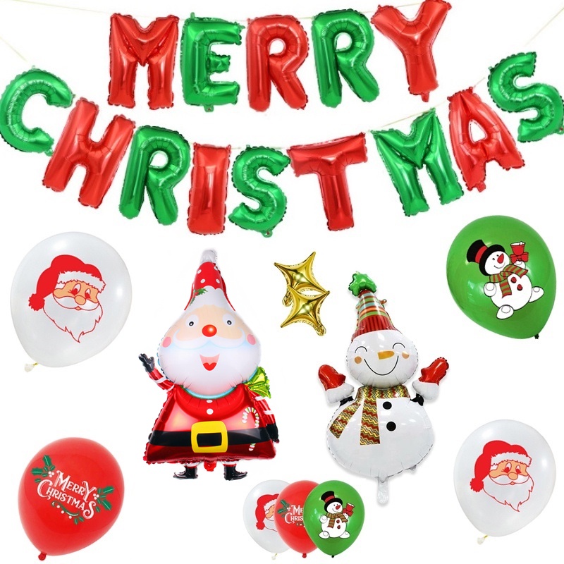Decoração De Natal Para Casa Feliz Balões Bandeira Boneco De Neve Papai  Noel Balão Cabine Adereços Ano Novo Decorações | Shopee Brasil