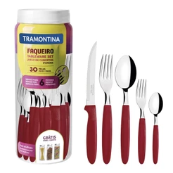 Faqueiro Ipanema 30 Peças Com Lâmina de Aço Inox Vermelho Tramontina - 23398788
