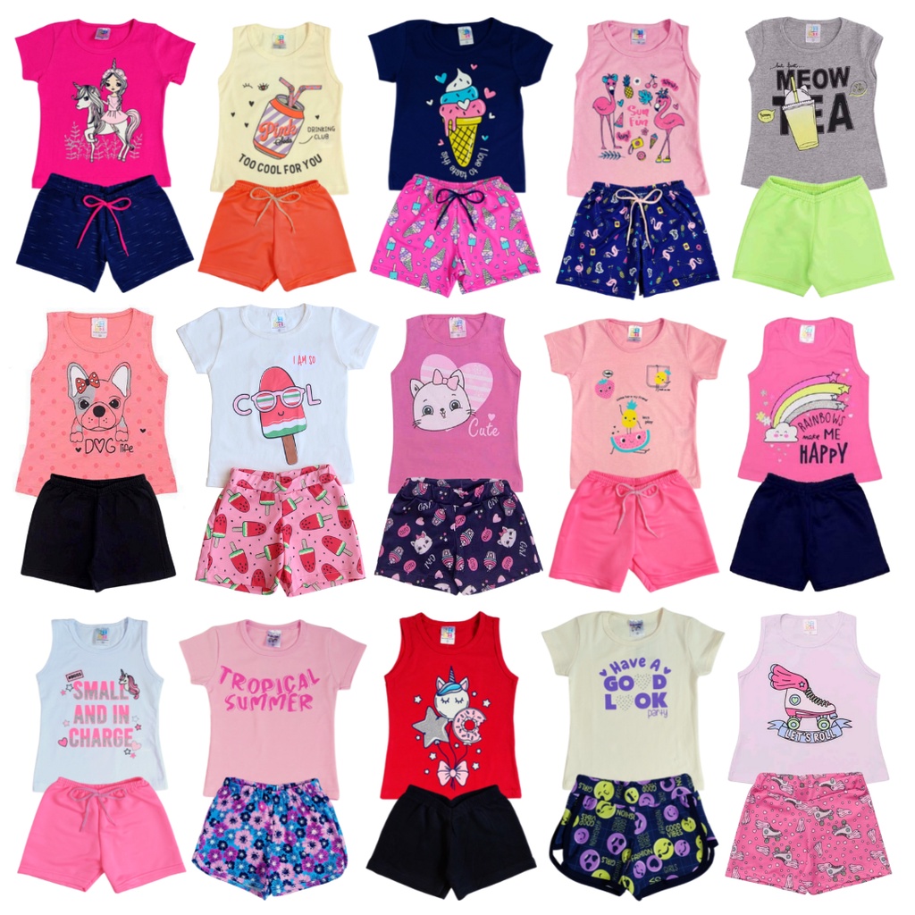 Kit 12 Peças Roupa Infantil Menina Verão Conjunto Criança Feminino Pronta  Entrega - Escorrega o Preço