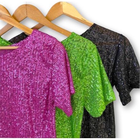 blusa cropped paetê manga curta moda feminina