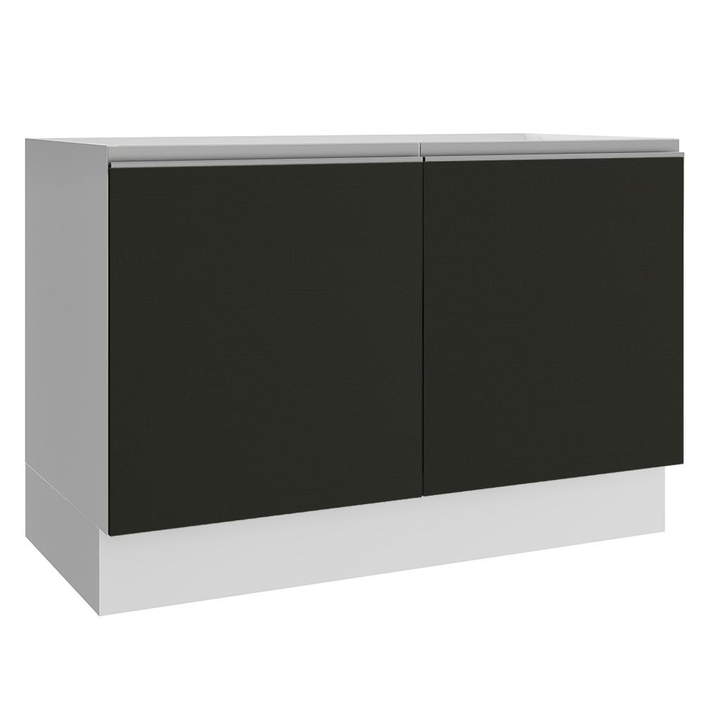 Balcão Gabinete de Pia Armário de Cozinha 120 cm 2 Portas Branco/Preto Glamy Madesa em Oferta na Shopee