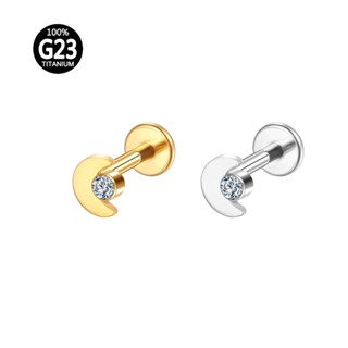 Piercing Labret Lua Zircônia Rosca Interna Titânio | Helix, Tragus, Conch, Nariz, Boca-Medusa e Outros