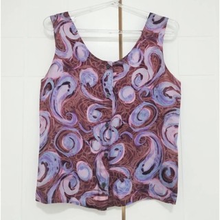 Blusa Camiseta Feminina Cetim Bordô Rosa Lilás Estampada - Tam. M