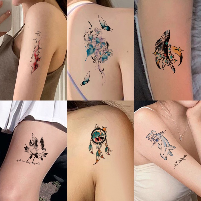 Tatuagem Adesiva Temporária Com Estampa De Chamas, À Prova D'água