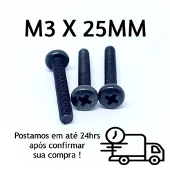 Parafuso Panela Philips M3 X 25mm Oxidado Preto 200/500 Peças