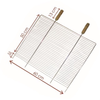 Grelha Para Churrasco Grande 60x50 Feito em Arame de Aço Carbono em acabamento niquelado com Cabo de Madeira em Oferta na Shopee
