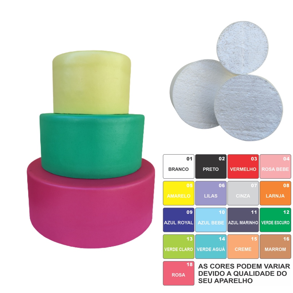 Bolo Cenográfico 3 Bases Maciço Moldado No Eva Sem Emenda em Oferta na Shopee