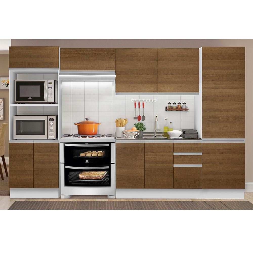 Armário de Cozinha Completa Madesa 100% MDF Acordes XA330002 Balcão (Sem Tampo e Pia) Branco/Rustic em Oferta na Shopee