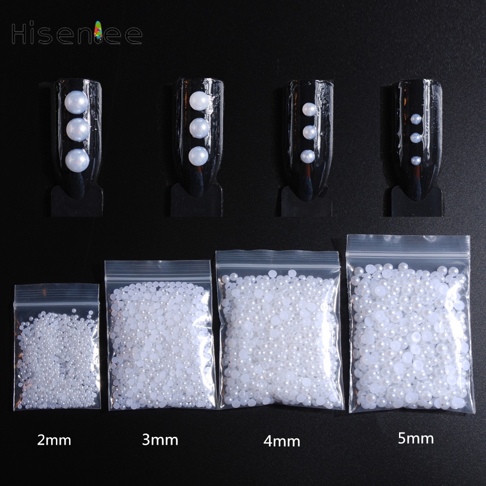 Pérolas de Acrílico Bege Branco Imitação Meia-Circunferência para Unhas 3D Miçangas Design de Artesanato Rhinestone