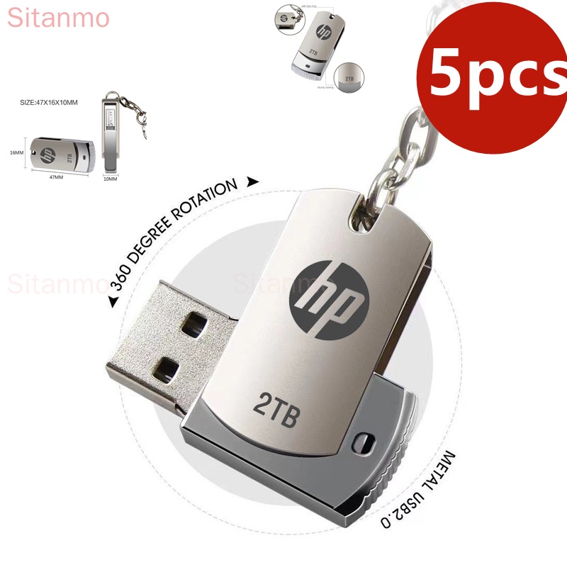 5pcs Pendrive USB HP 1GB 2GB 4GB 8GB 16GB 32GB 64GB 128GB 1TB 2TB Metal À Prova D'água Pen Drive De Alta Velocidade 2TB