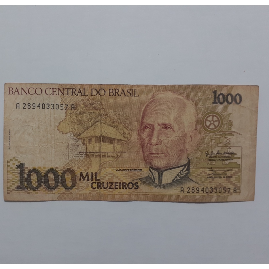 Cédula brasileira antiga de 1000 Cruzeiros Bem conservada