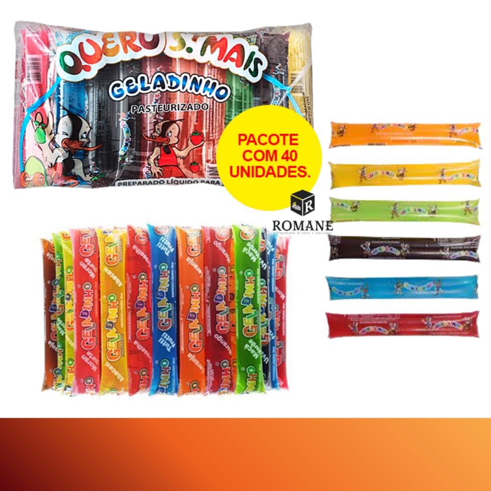 Geladinho, Sacole, Gelinho 40 Unidades Vários Sabores