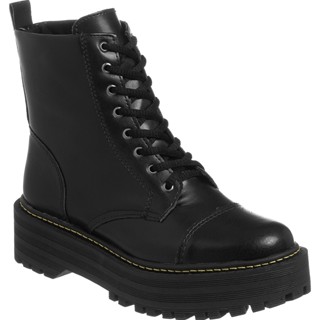 Coturno Feminino Tratorado Bota Plataforma Blogueira Confortável Cano Curto Botinha Salto Baixo