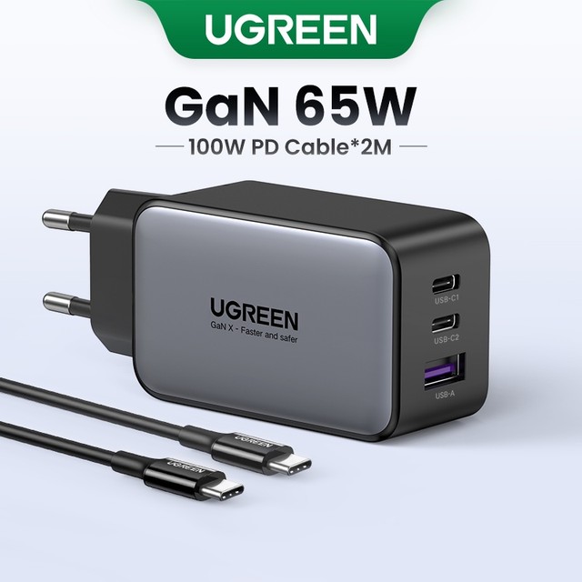Carregador Rápido De Parede UGREEN 65W GaN Para Tablet PD 3.0 3.0 4.0 SCP PPS iPhone 15 14 13 pro Max Plus/7 USB C