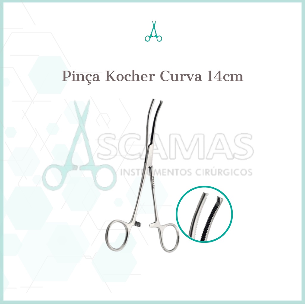 PINÇA KOCHER 14 CM 1X2 DENTES CURVA (HEMOSTATICA) | Shopee Brasil