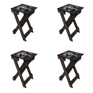 Banco Decoração Dobrável Madeira 46cm Reforçado Conjunto Banqueta Unidade