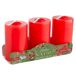 3 Velas Finas Decorativas Vermelhas Natalinas Festas 55x35mm em Oferta na Shopee