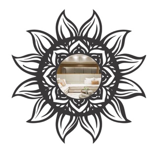 Espelho Decorativo Mandala Sol MDF Preto Fosco em 3 Tamanhos em Oferta na Shopee