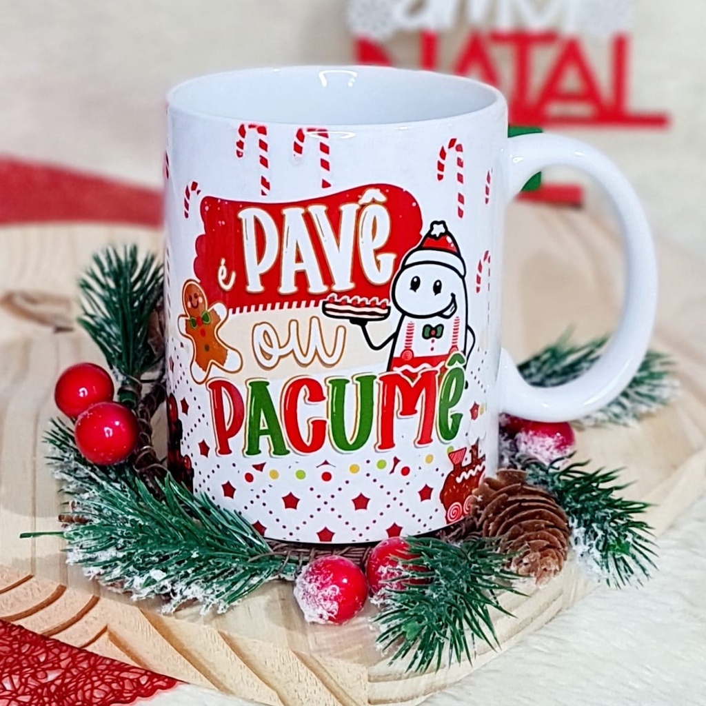 Flork Natal "É Pavê ou Pacumê?" - Caneca Personalizada + Saquinho de tecido