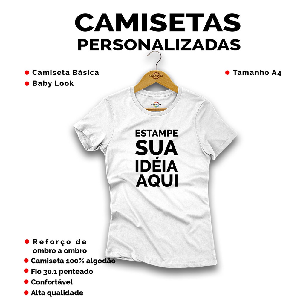 Camiseta Personalizada Baby Look com sua estampa foto imagem